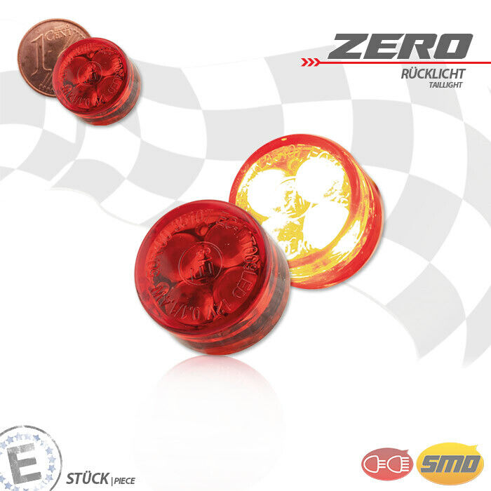 1 x SMD Micro Einbau Rücklicht Bremslicht Zero Glas rot E-geprüft Quad Motorrad