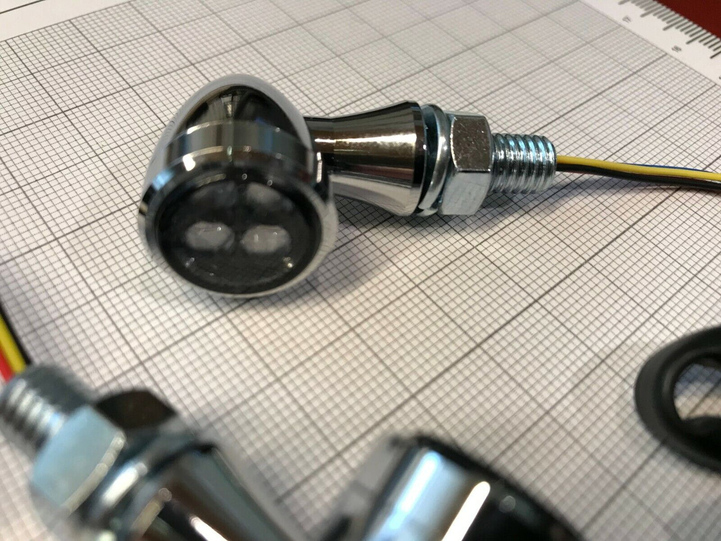 SMD LED - Blinker 3in1 mini schwarz / chrom E-geprüft f. Harley Davidson u.a.