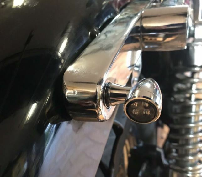 SMD LED - Blinker 3in1 mini schwarz / chrom E-geprüft f. Harley Davidson u.a.