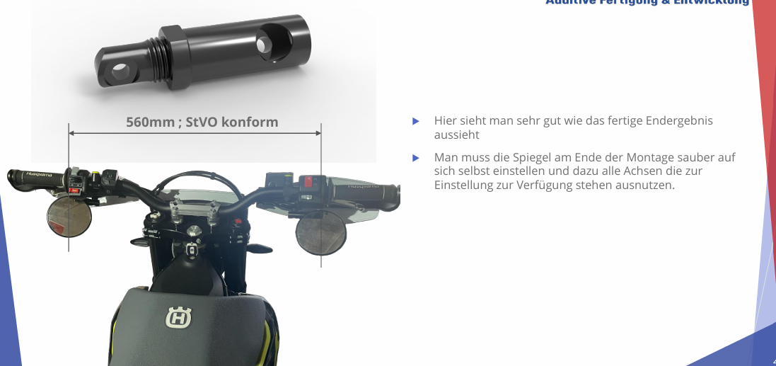 SHIN YO Superbike/Supermoto Spiegelset (verstellbar) inkl. MOTEX -Adapterset StVO-konform