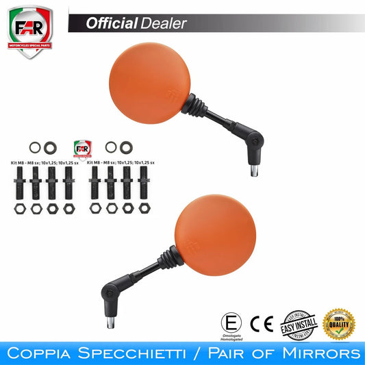 FAR 0257AMotorrad-Rückspiegel Lenkerspiegel orange klappbar, z.B. f. KTM u.a.