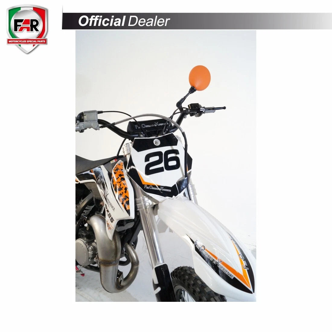 FAR 0257AMotorrad-Rückspiegel Lenkerspiegel orange klappbar, z.B. f. KTM u.a.