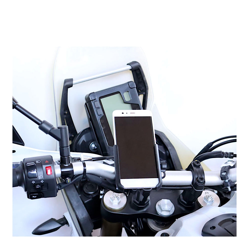 FAR 7746 Alu Handy Halterung Motorrad E-bike 12V USB superstabil für alle Handys